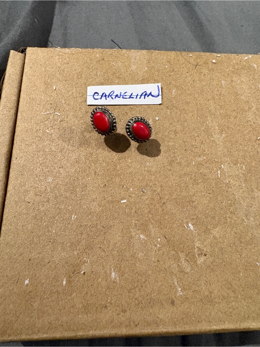 Carnelian Red Oval Stud Earrings - Women Jewelry